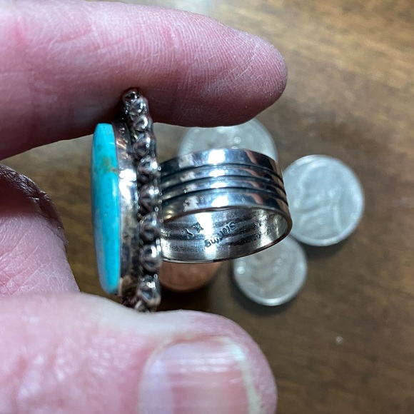 Turquoise Silver Ring Native American made - Picture 3 of 12